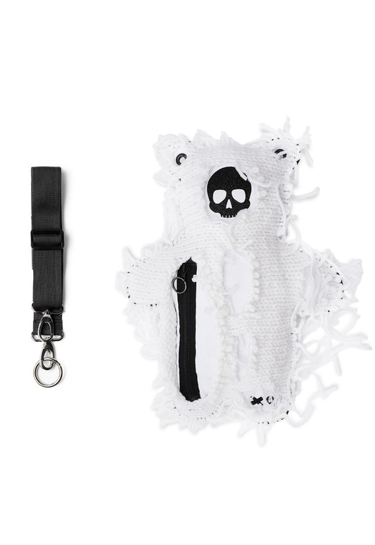 White | White Semi-Wool Coat | Spooky SkullBEARS Bear Bag