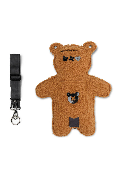 TOFF | Caramel Brown Bouclé | Black Acrylic Bear Bag