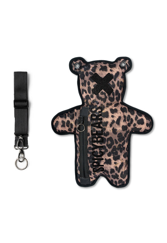 Brown Leo Jacquard | Black Glitter Bear Bag