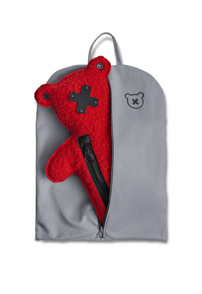 RED CUB | Red Bouclé | Black Acrylic Bear Bag