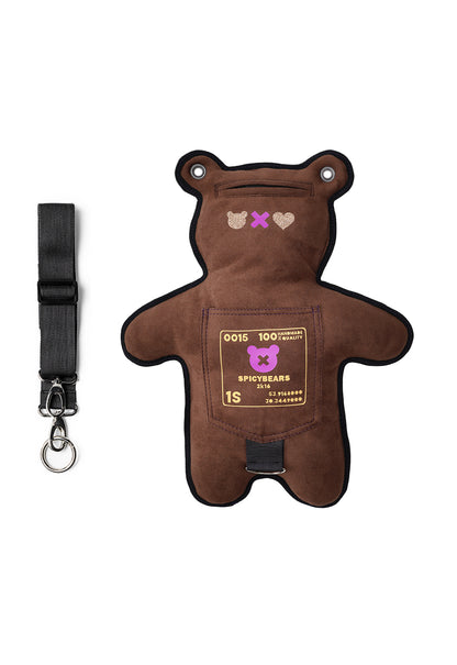 Choco | Neon Purple - Gold Glitter | Faux Suede Bear Bag