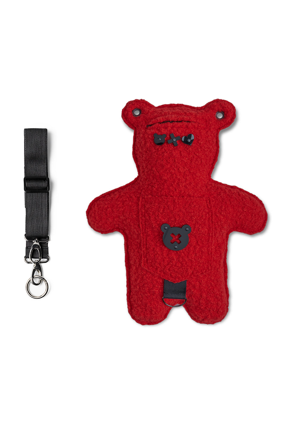 RED CUB | Red Bouclé | Black Acrylic Bear Bag