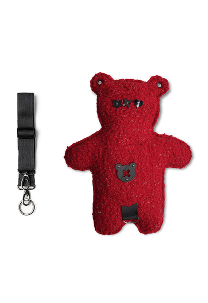 RED LU | Red Lurex Bouclé | Black Acrylic Bear Bag