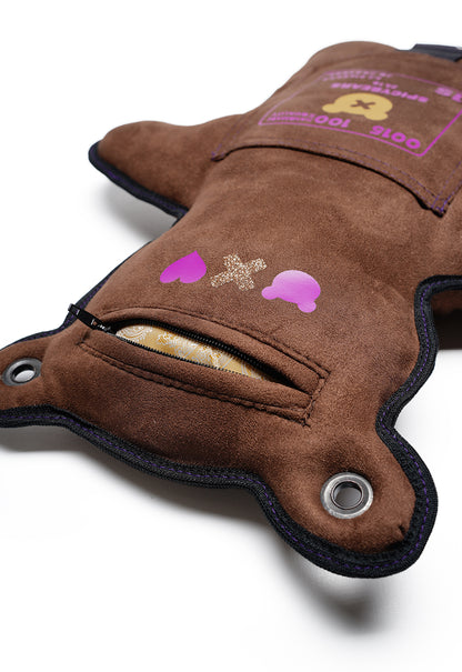 Choco | Gold Glitter - Neon Purple | Faux Suede Bear Bag