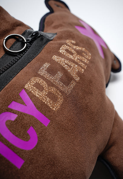 Choco | Neon Purple - Gold Glitter | Faux Suede Bear Bag