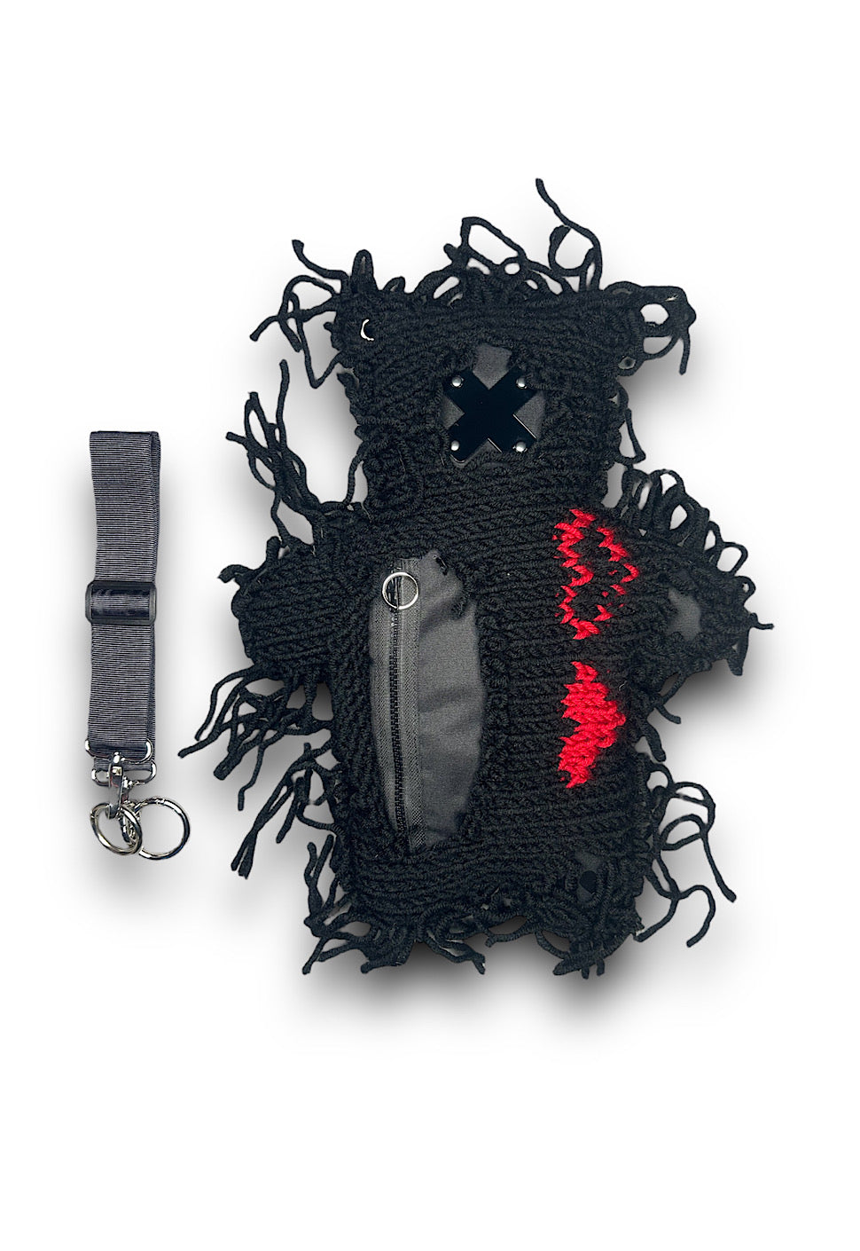 Black | Black Semi-Wool Coat | Valentine's Spooky Bear Bag