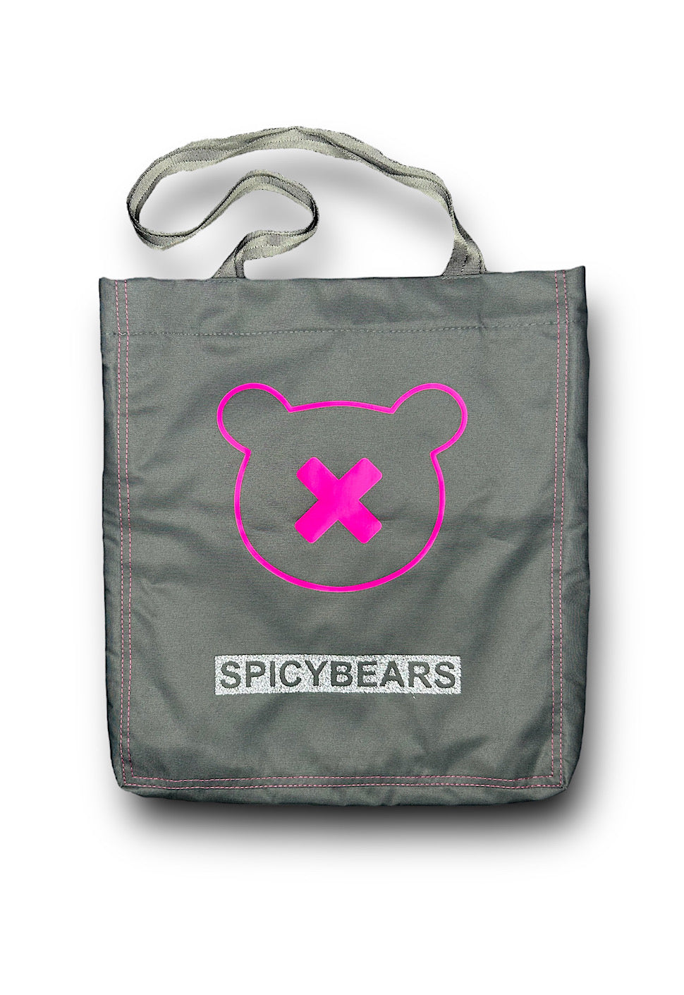 SPICYBEARS Logo Tote | Dark Gray | Pink | Silver Glitter - SPICYBEARS