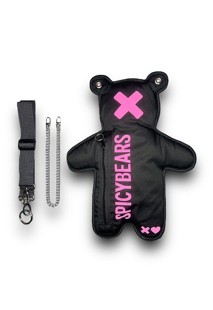 Black | Pink Reflective Bear Bag