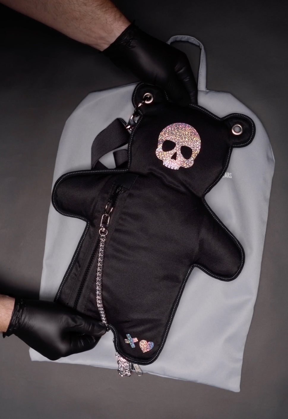 SkullBEARS | Black | Silver Holographic Bear Bag