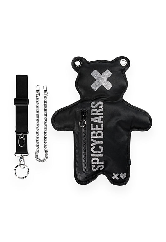 (In-Stock) Black | Silver Glitter Bear Bag