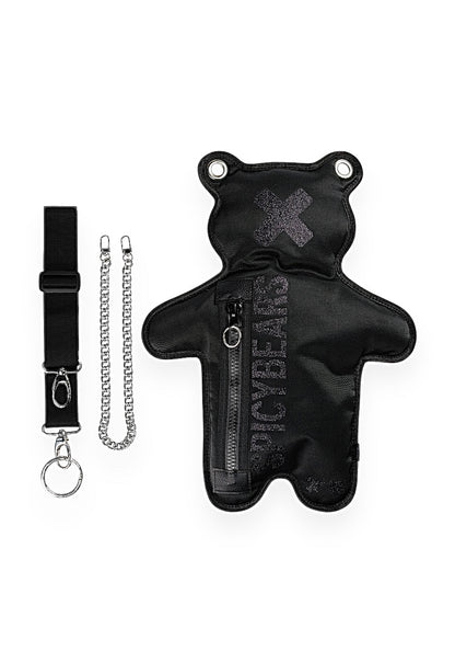 (In-Stock) Total Black | Glitter Bear Bag