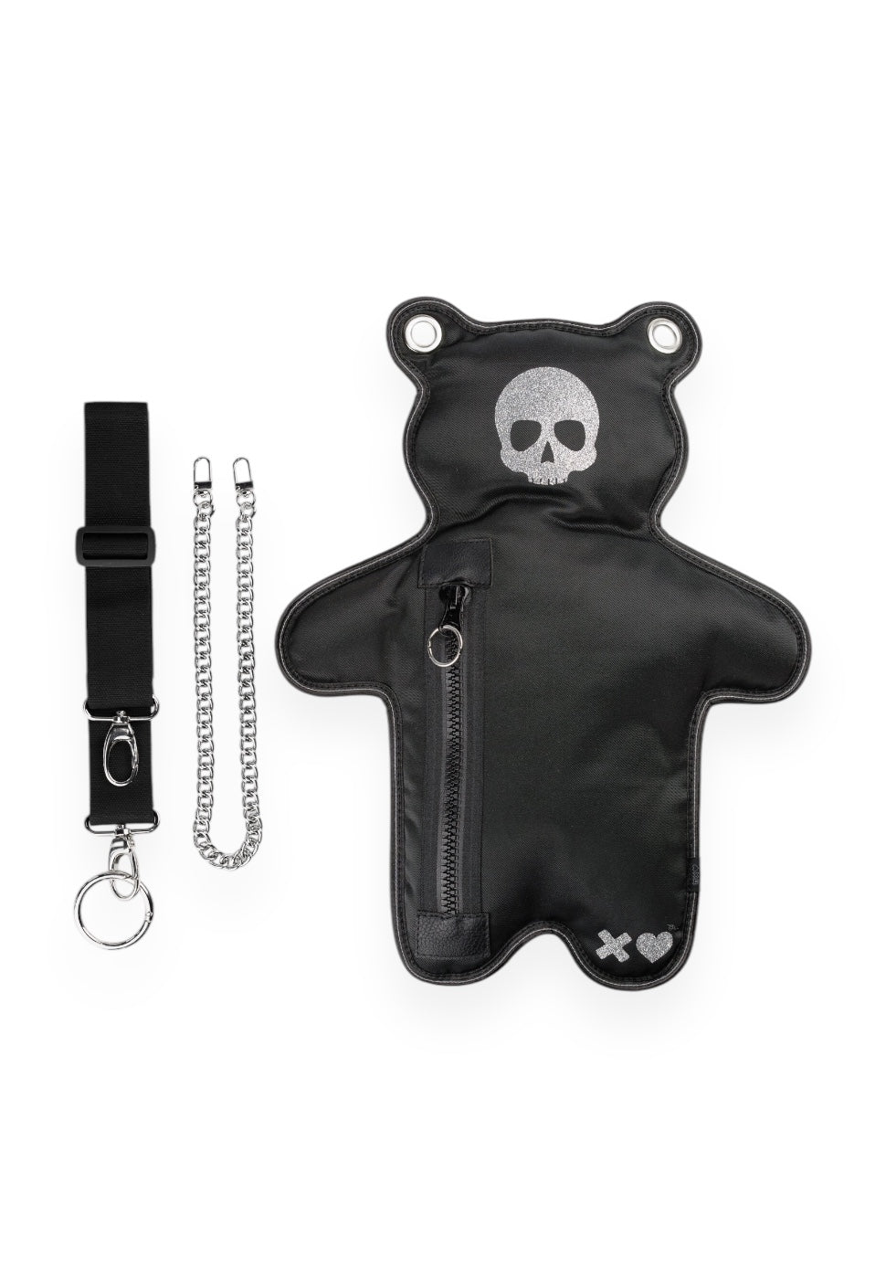 (In-Stock) SkullBEARS | Black | Silver Glitter Bear Bag