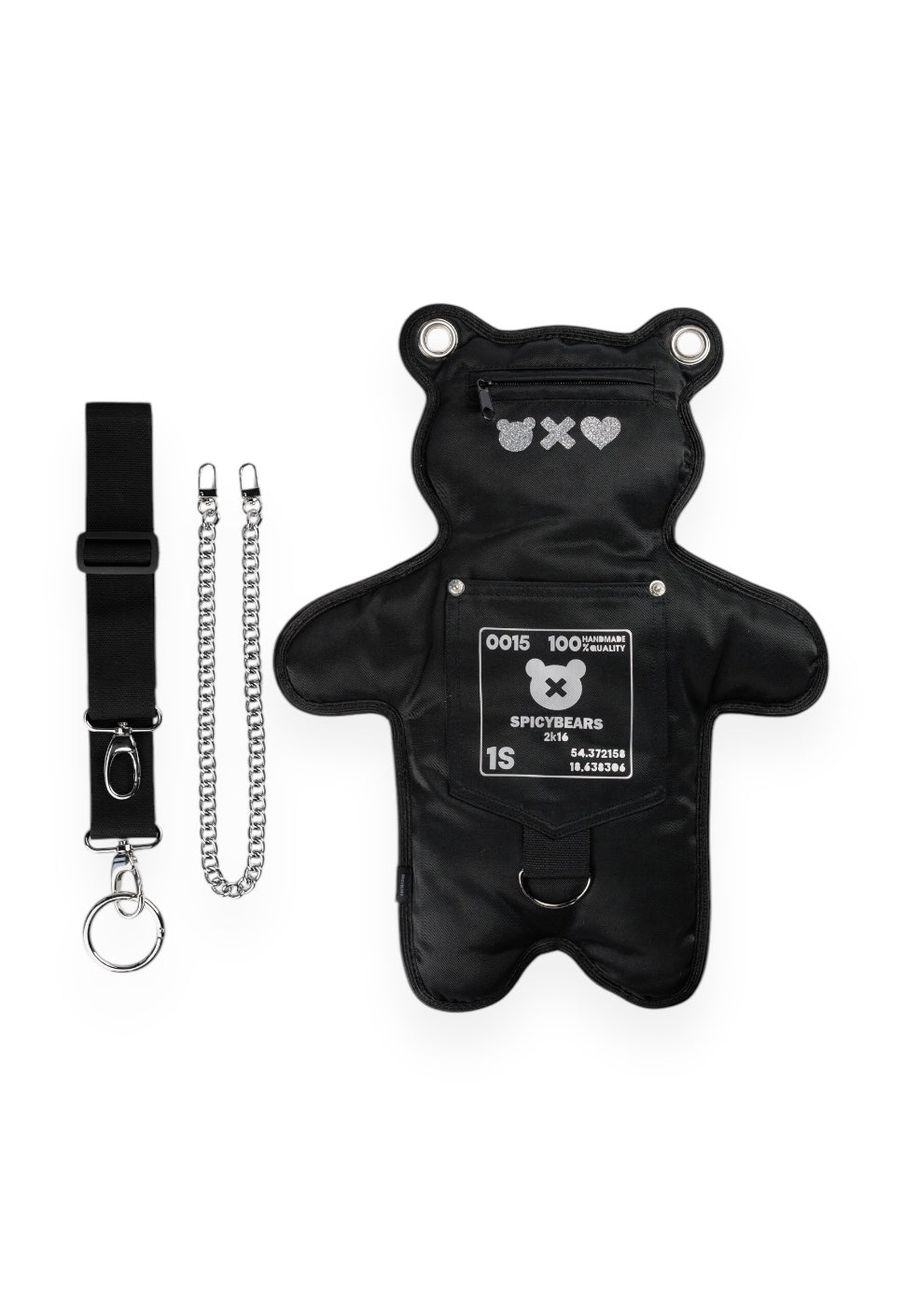 (In-Stock) Black | Silver Glitter Bear Bag