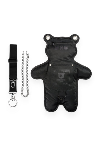 (In-Stock) Total Black | Glitter Bear Bag