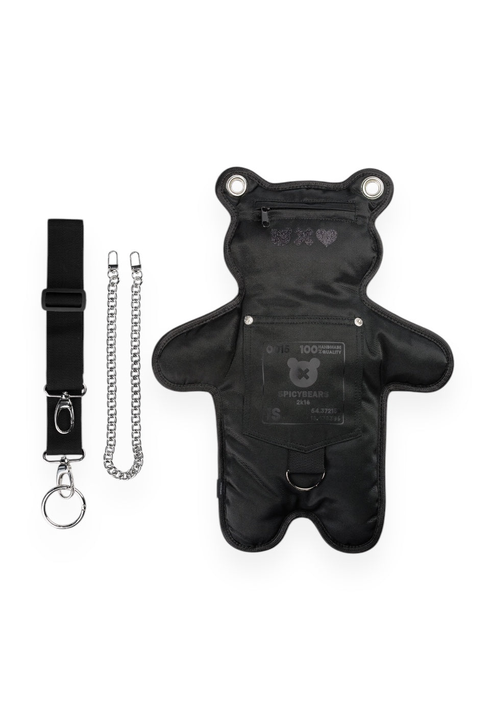 (In-Stock) SkullBEARS | Total Black | Glitter Bear Bag