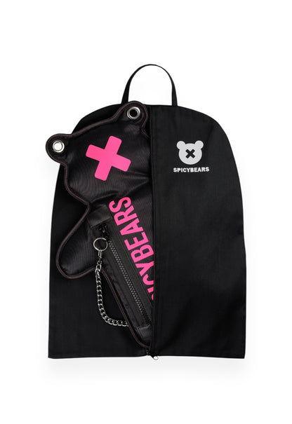 (In-Stock) Black | Fuchsia Bear Bag