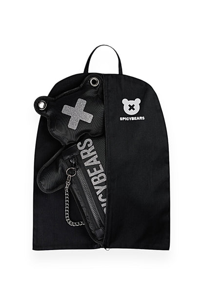 (In-Stock) Black | Silver Glitter Bear Bag