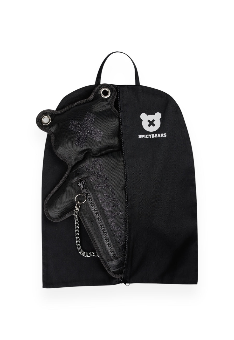 (In-Stock) Total Black | Glitter Bear Bag