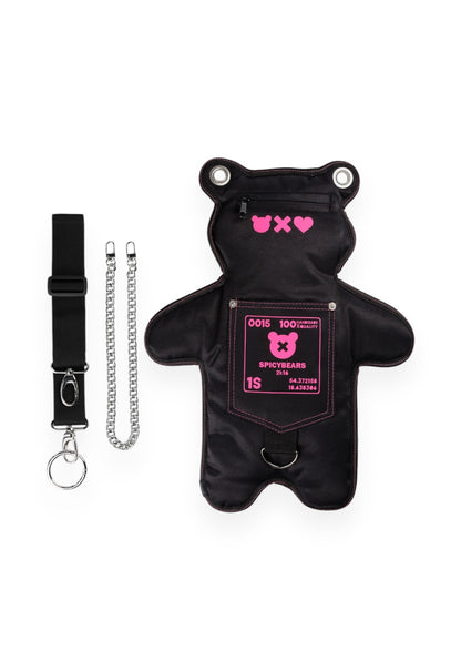 (In-Stock) Black | Fuchsia Bear Bag