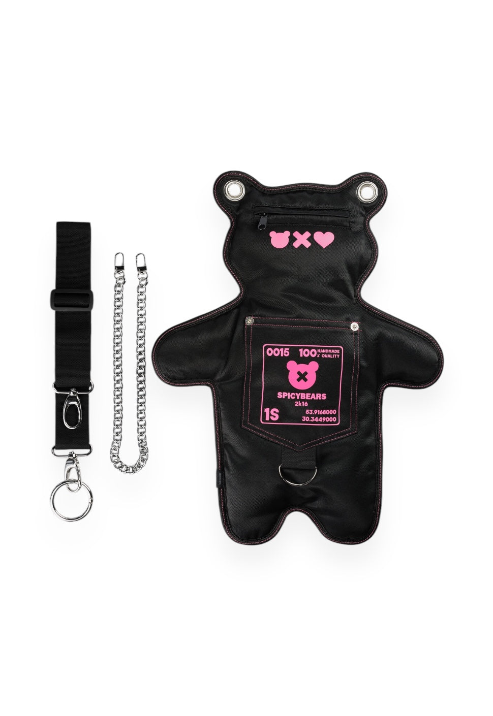 (In-Stock) SkullBEARS 2.0 |  Black | Reflective Pink Bear Bag