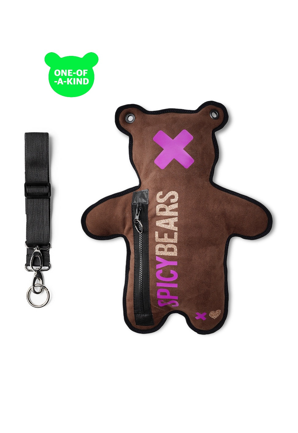 Choco | Neon Purple - Gold Glitter | Faux Suede Bear Bag