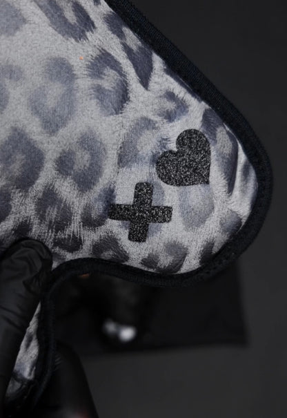 Gray Leo Faux Suede | Gray Velvet | Black Glitter Heart Edition Bear Bag