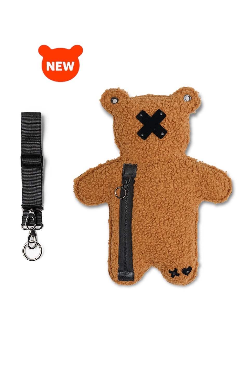 TOFF | Caramel Brown Bouclé | Black Acrylic Bear Bag