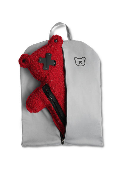 RED LU | Red Lurex Bouclé | Black Acrylic Bear Bag